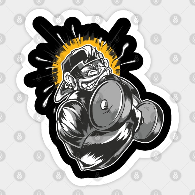 Monkey Dumbbell Sticker by Safdesignx